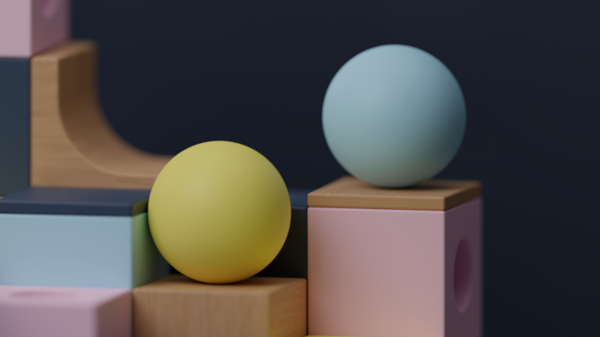 Close-up of the stacked shapes